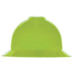 MSA V-GARD 4-POINT RATCHET SUSPENSION FULL BRIM HARD HAT (HIGH-VIS LIME)