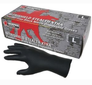 MCR SAFETY, NITRISHIELD STEALTH XTRA, 6 MIL, POWDER FREE, 12" NITRILE DISPOSABLE GLOVES, MEDIUM